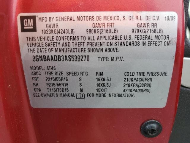 3GNBAADB3AS539270 - 2010 CHEVROLET HHR LS RED photo 12