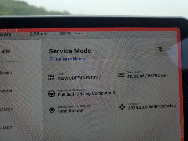 7SAYGDEF4NF310117 - 2022 TESLA MODEL Y BLACK photo 9