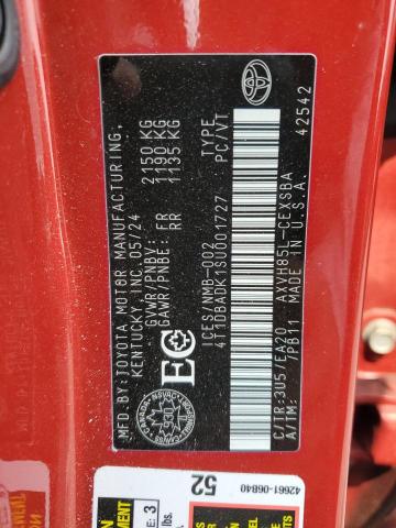 4T1DBADK1SU001727 - 2025 TOYOTA CAMRY XSE RED photo 13