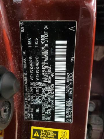 5TDJKRFH8GS270438 - 2016 TOYOTA HIGHLANDER XLE RED photo 13