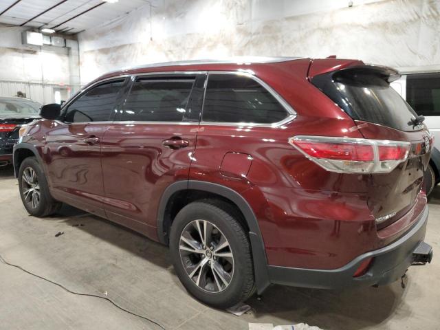5TDJKRFH8GS270438 - 2016 TOYOTA HIGHLANDER XLE RED photo 2
