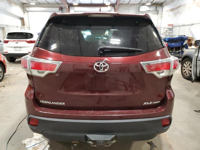 5TDJKRFH8GS270438 - 2016 TOYOTA HIGHLANDER XLE RED photo 6