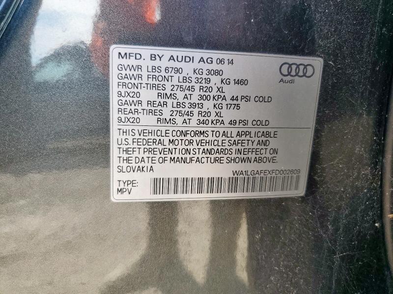 WA1LGAFEXFD002609 - 2015 AUDI Q7 PREMIUM PLUS GRAY photo 13
