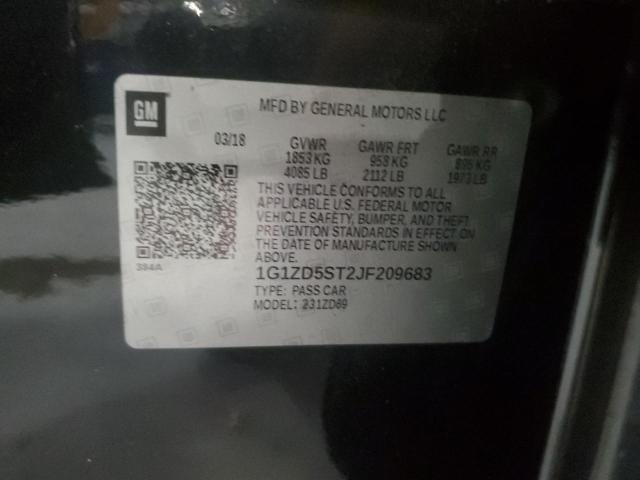 1G1ZD5ST2JF209683 - 2018 CHEVROLET MALIBU LT BLACK photo 12