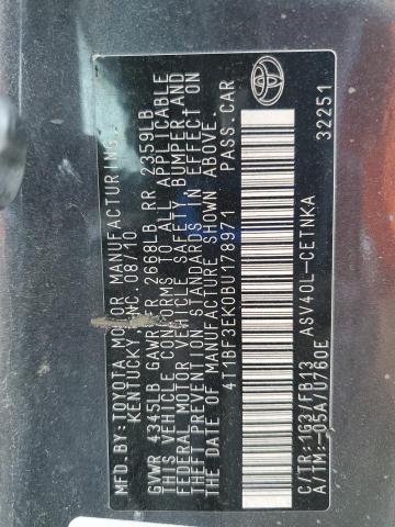 4T1BF3EK0BU178971 - 2011 TOYOTA CAMRY BASE GRAY photo 12