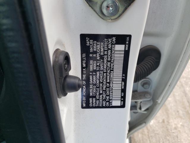 SHHFK7G46HU228554 - 2017 HONDA CIVIC SPORT WHITE photo 12