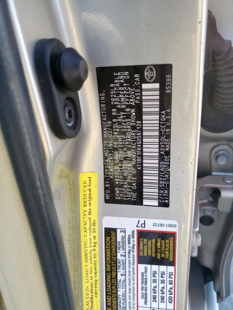 4T1BF1FK4GU587128 - 2016 TOYOTA CAMRY LE TAN photo 12