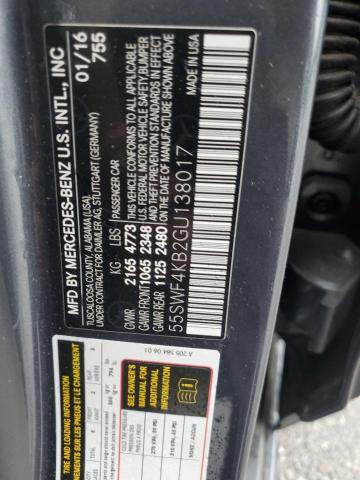 55SWF4KB2GU138017 - 2016 MERCEDES-BENZ C 300 4MATIC GRAY photo 12