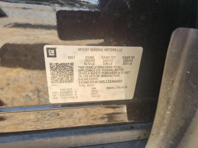 1GNERHKW6JJ146885 - 2018 CHEVROLET TRAVERSE LT შავი ფოტო 12