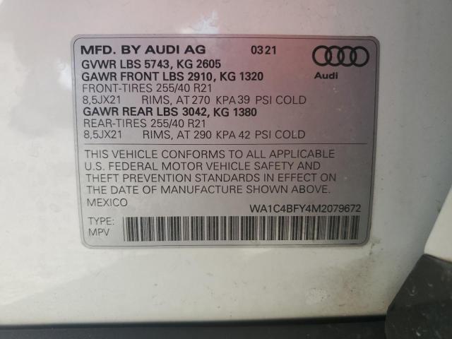 WA1C4BFY4M2079672 - 2021 AUDI SQ5 PRESTIGE WHITE photo 12