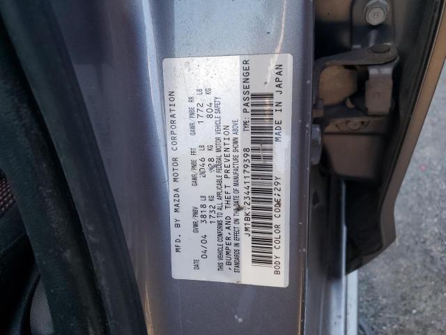 JM1BK123441179398 - 2004 MAZDA 3 S GRAY photo 12