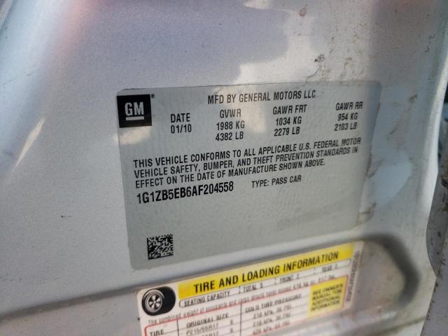 1G1ZB5EB6AF204558 - 2010 CHEVROLET MALIBU LS SILVER photo 10