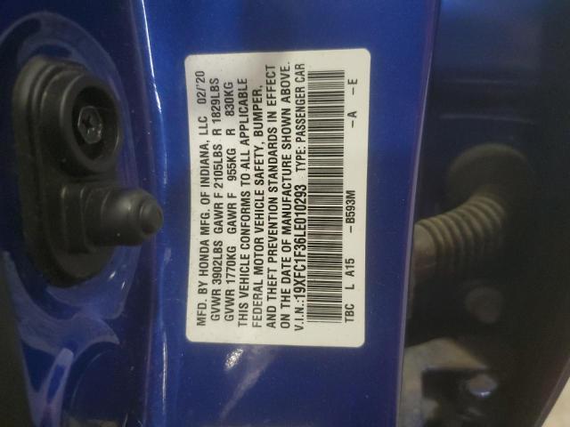19XFC1F36LE010293 - 2020 HONDA CIVIC EX 蓝色 照片 13