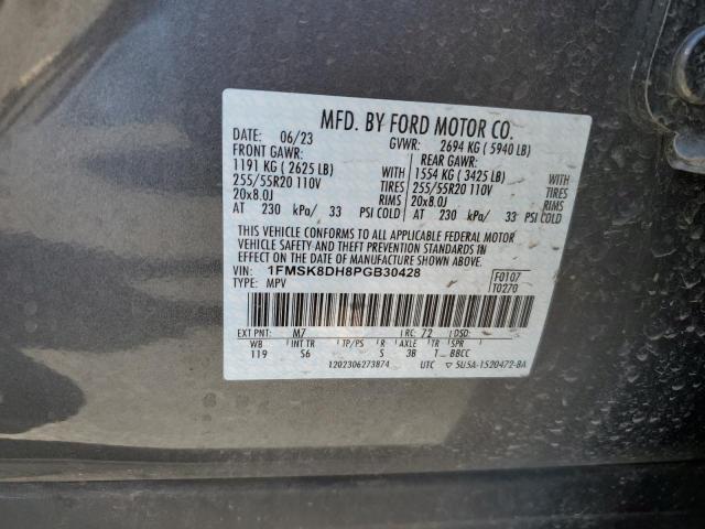 1FMSK8DH8PGB30428 - 2023 FORD EXPLORER XLT CHARCOAL photo 13