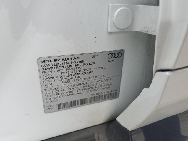 WA1BNAFY2K2117187 - 2019 AUDI Q5 PREMIUM PLUS 白色 照片 12