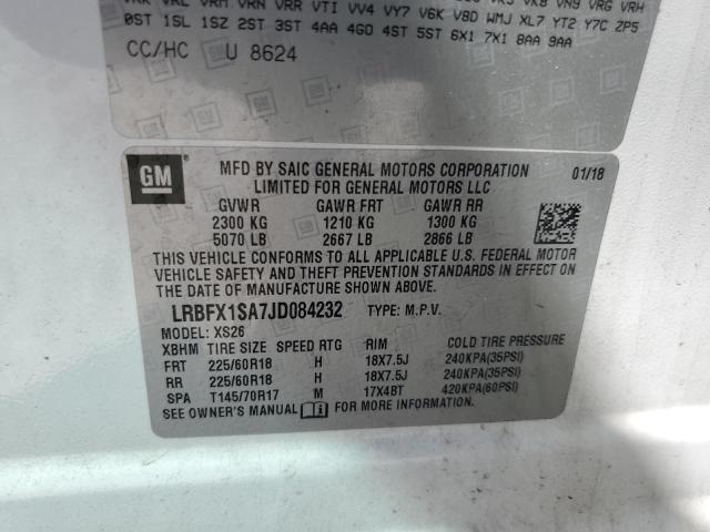 LRBFX1SA7JD084232 - 2018 BUICK ENVISION ESSENCE WHITE photo 13