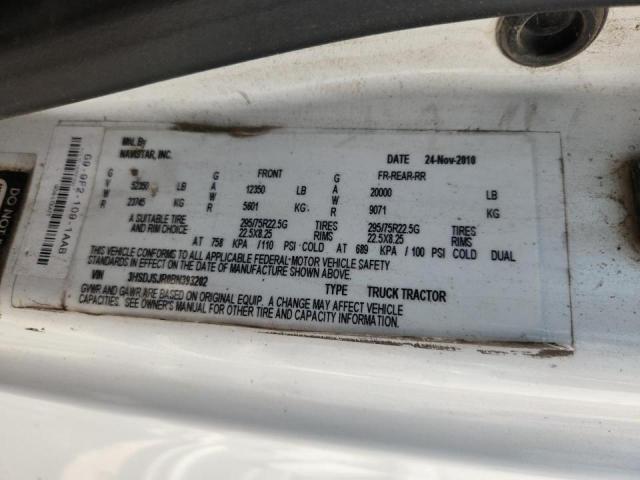 3HSDJSJR0BN393202 - 2011 INTERNATIONAL PROSTAR WHITE photo 10