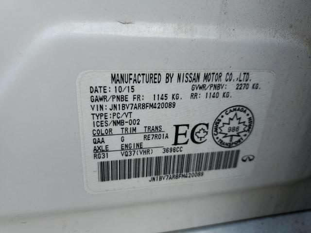 JN1BV7AR8FM420089 - 2015 INFINITI Q50 BASE თეთრი ფოტო 13