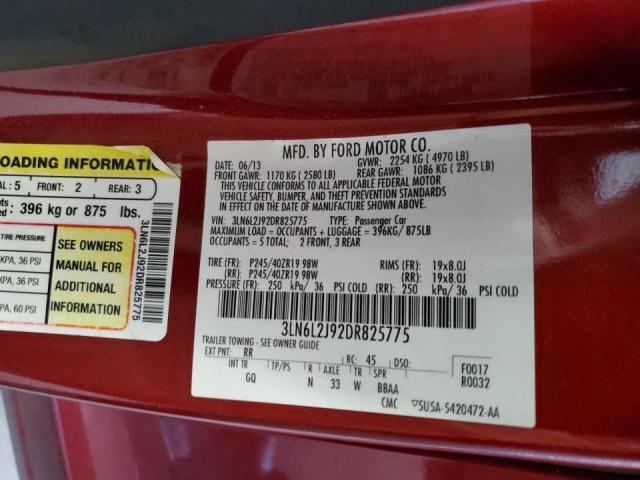 3LN6L2J92DR825775 - 2013 LINCOLN MKZ RED photo 13