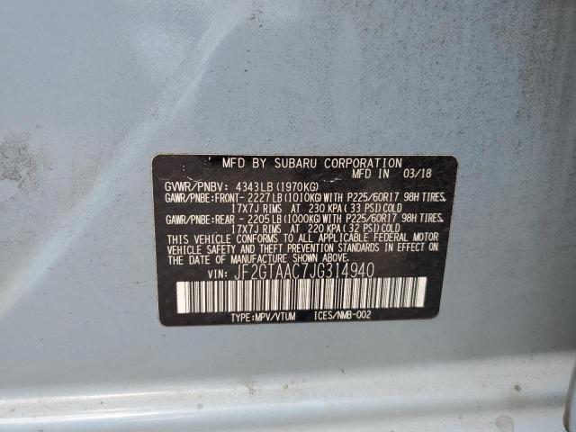 JF2GTAAC7JG314940 - 2018 SUBARU CROSSTREK ლურჯი ფოტო 13