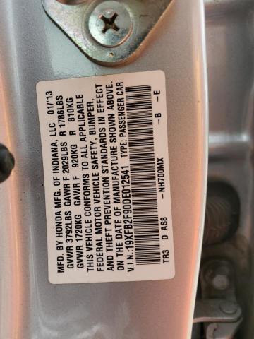 19XFB2F90DE012541 - 2013 HONDA CIVIC EXL 银色 照片 12
