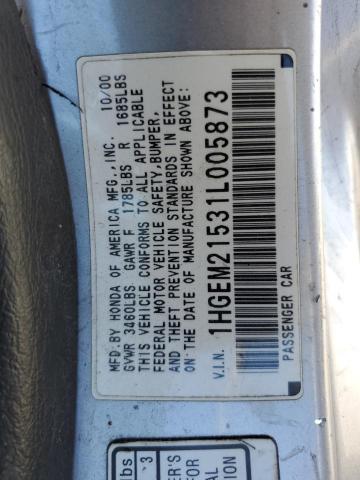 1HGEM21531L005873 - 2001 HONDA CIVIC LX SILVER photo 13