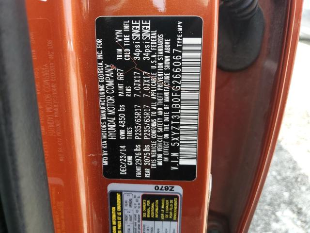 5XYZT3LB0FG266067 - 2015 HYUNDAI SANTA FE SPORT ORANGE photo 13