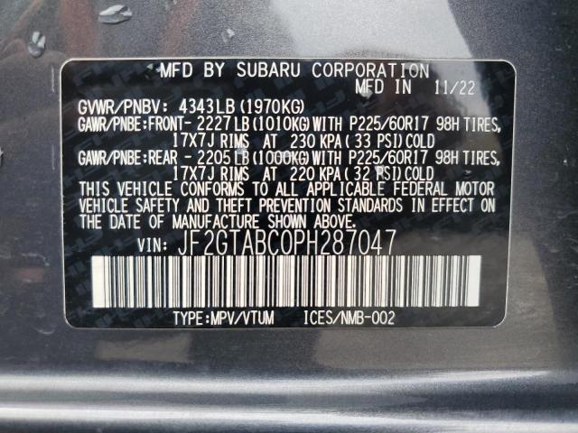 JF2GTABC0PH287047 - 2023 SUBARU CROSSTREK ნაცრისფერი ფოტო 13