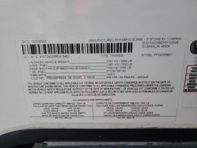 4YDT24025MD413463 - 2022 KEYSTONE PASSPORT BEIGE photo 10