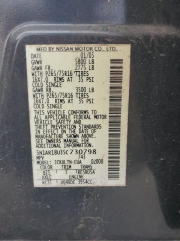 5N1AR18U35C730798 - 2005 NISSAN PATHFINDER LE 蓝色 照片 13