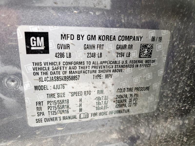 KL4CJASB5KB958857 - 2019 BUICK ENCORE PREFERRED GRAY photo 12