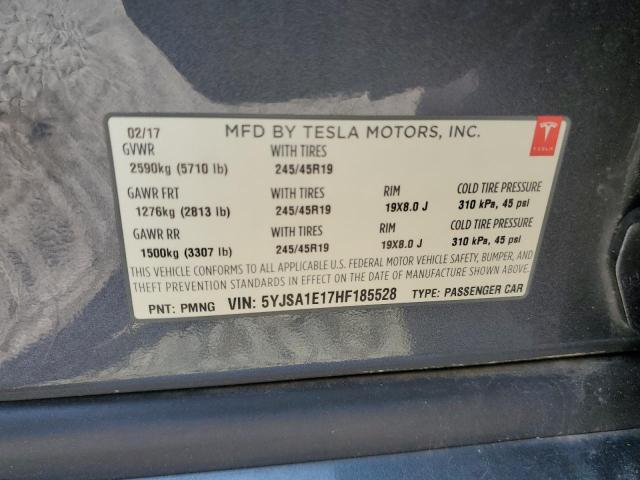 5YJSA1E17HF185528 - 2017 TESLA MODEL S Գրաֆիտ լուսանկար 12