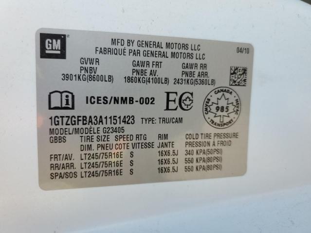 1GTZGFBA3A1151423 - 2010 GMC SAVANA G2500 WHITE photo 14