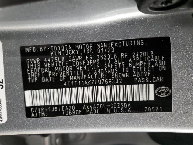 4T1T11AK7PU768332 - 2023 TOYOTA CAMRY SE NIGHT SHADE SILVER photo 12