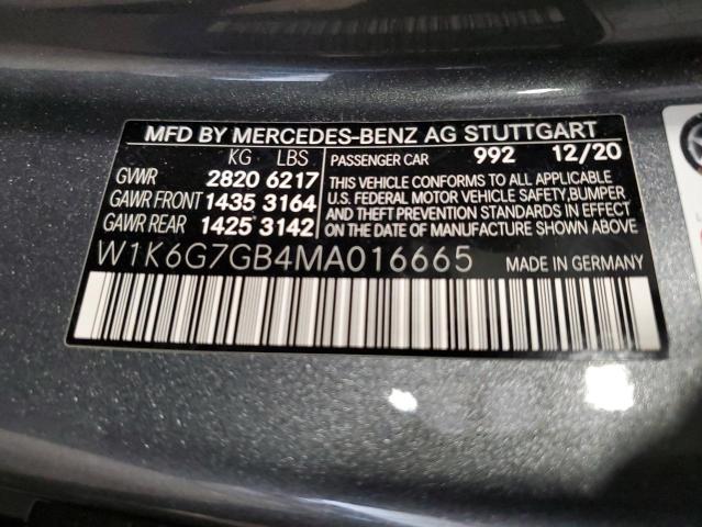 W1K6G7GB4MA016665 - 2021 MERCEDES-BENZ S 580 4MATIC CHARCOAL photo 13