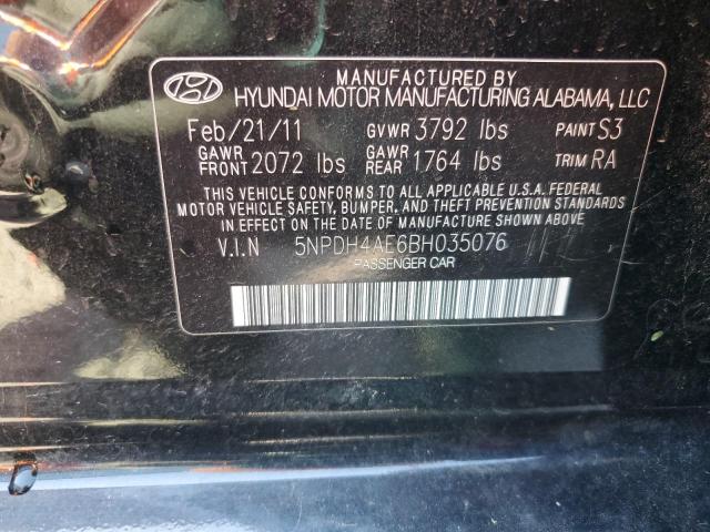 5NPDH4AE6BH035076 - 2011 HYUNDAI ELANTRA GLS BLACK photo 12