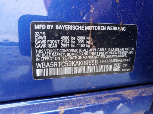 WBA5R1C59KAK09658 - 2019 BMW 330I BLUE photo 12