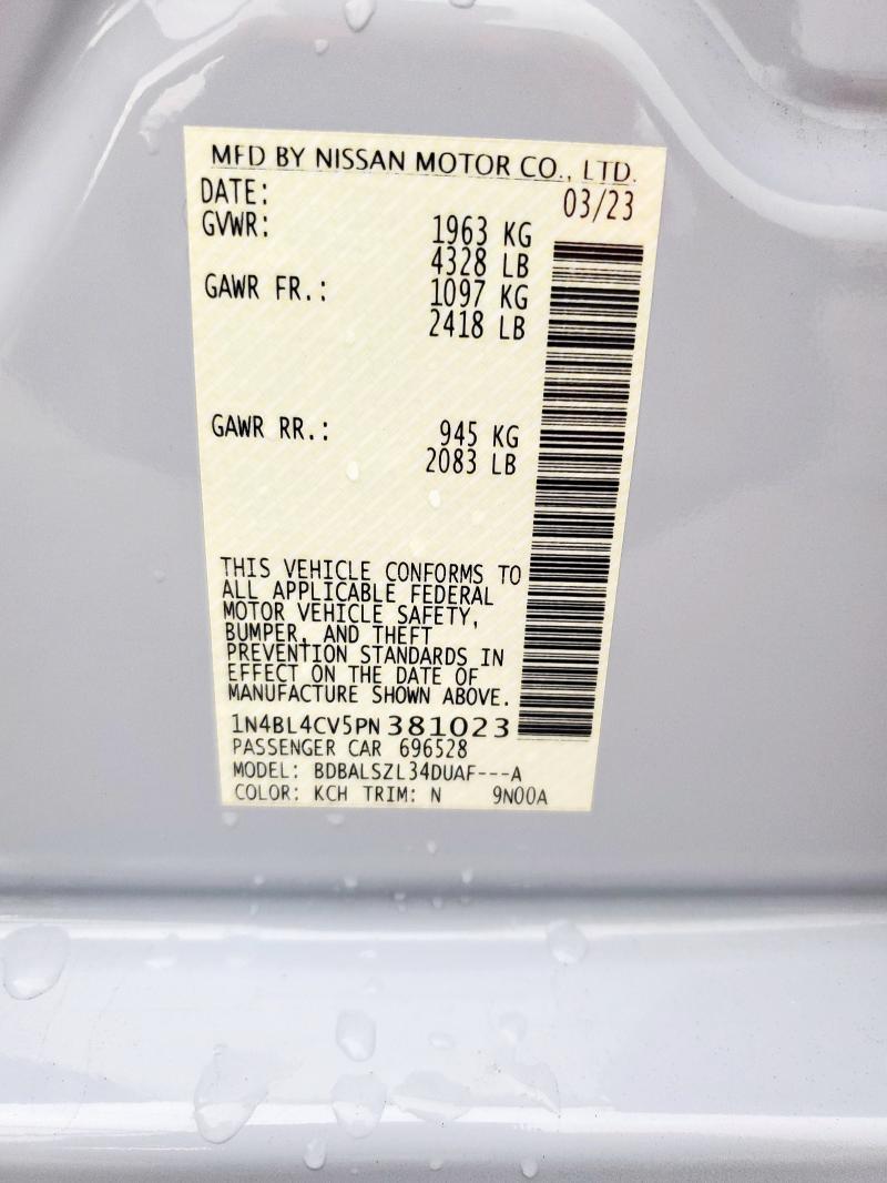 1N4BL4CV5PN381023 - 2023 NISSAN ALTIMA SR 灰色 照片 12