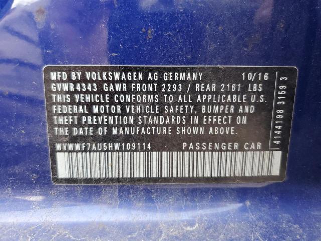 WVWWF7AU5HW109114 - 2017 VOLKSWAGEN GOLF R ლურჯი ფოტო 12