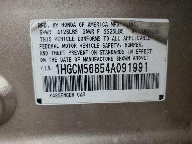 1HGCM56854A091991 - 2004 HONDA ACCORD EX GOLD photo 12