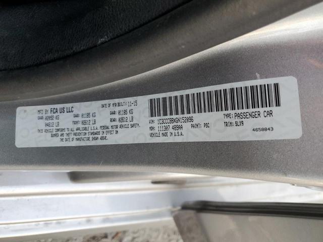 1C3CCCBBXGN152096 - 2016 CHRYSLER 200 S SILVER photo 12