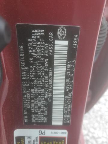 4T1BF1FK7GU579685 - 2016 TOYOTA CAMRY LE BURGUNDY photo 12