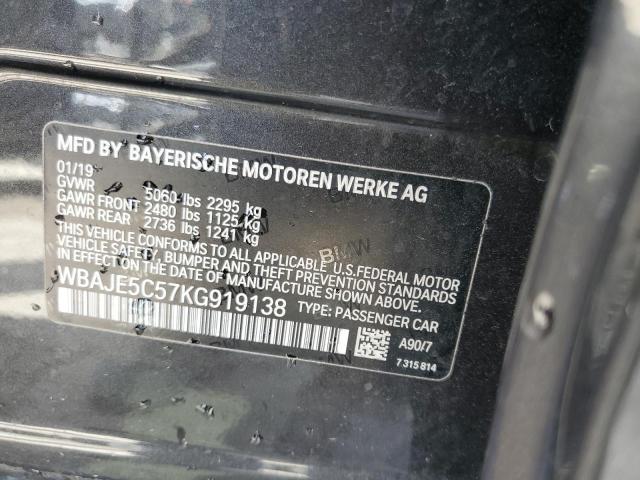 WBAJE5C57KG919138 - 2019 BMW 540 I CHARCOAL photo 12