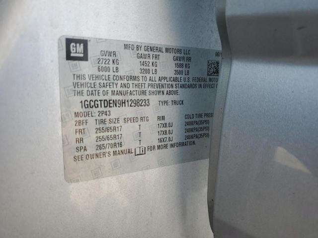 1GCGTDEN9H1298233 - 2017 CHEVROLET COLORADO Z71 SILVER photo 12