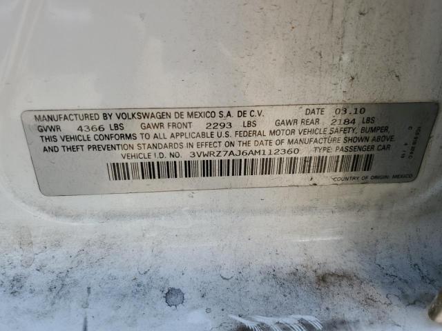 3VWRZ7AJ6AM112360 - 2010 VOLKSWAGEN JETTA SE WHITE photo 24