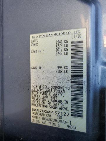 1N4AL2APXAN457122 - 2010 NISS ALTIMA BASE 黑色 照片 12