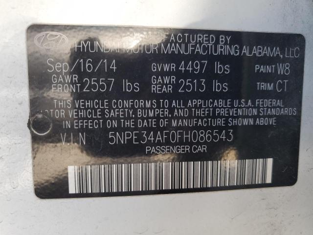 5NPE34AF0FH086543 - 2015 HYUNDAI SONATA SPORT WHITE photo 12