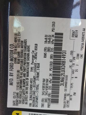 3LN6L2LUXDR814931 - 2013 LINCOLN MKZ HYBRID CHARCOAL photo 12