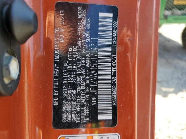 JF1ZNAA15D1734211 - 2013 TOYOTA SCION FR-S ნარინჯისფერი ფოტო 12