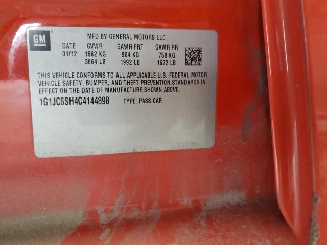 1G1JC6SH4C4144898 - 2012 CHEVROLET SONIC LT ORANGE photo 12